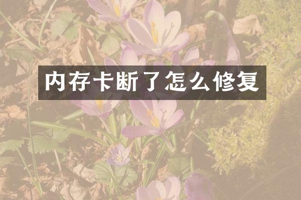内存卡断了怎么修复