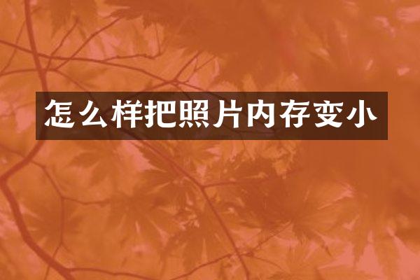 怎么样把照片内存变小