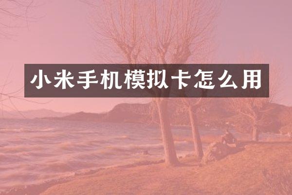 小米手机模拟卡怎么用