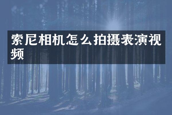 相机怎么拍摄表演视频