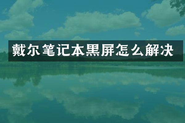 戴尔笔记本黑屏怎么解决