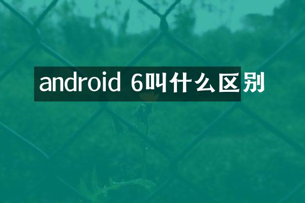 android 6叫什么区别