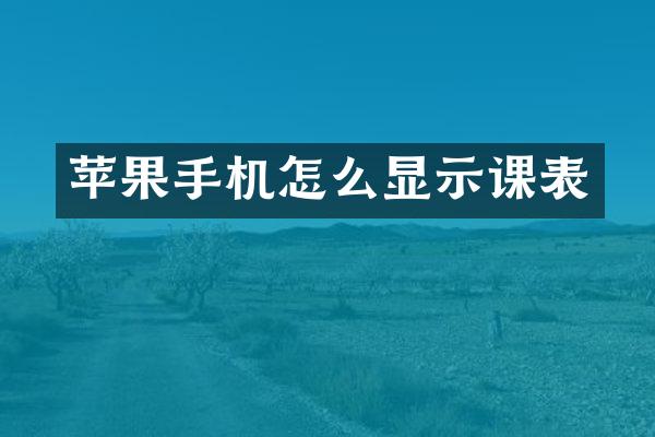 苹果手机怎么显示课表
