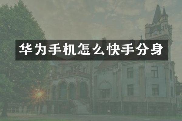 华为手机怎么快手分身