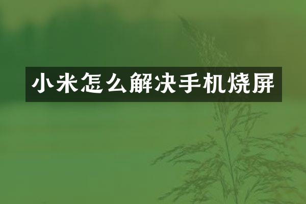 小米怎么解决手机烧屏