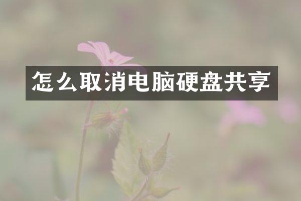 怎么取消电脑硬盘共享