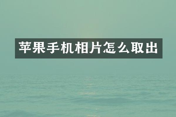 苹果手机相片怎么取出