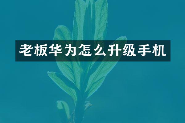 老板华为怎么升级手机