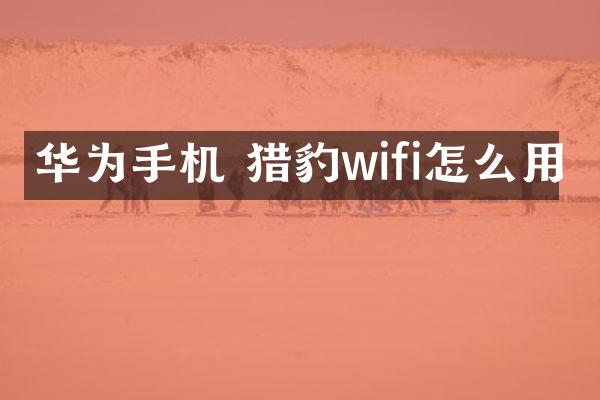 华为手机 猎豹wifi怎么用