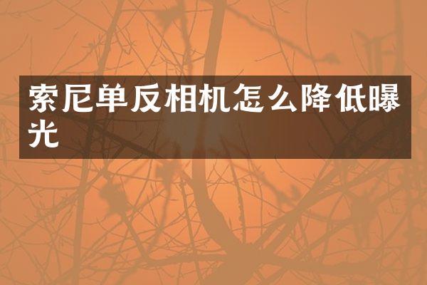 单反相机怎么降低曝光
