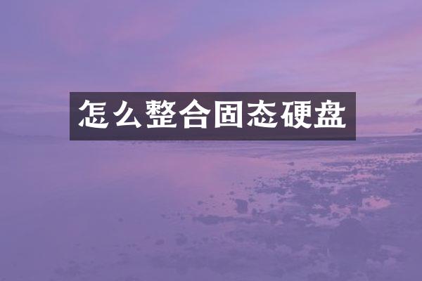 怎么整合固态硬盘