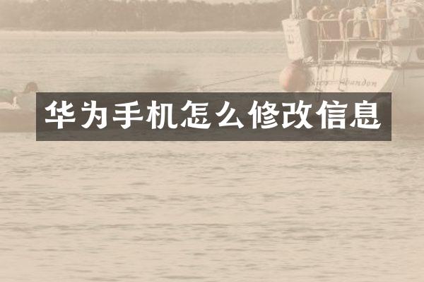 华为手机怎么修改信息