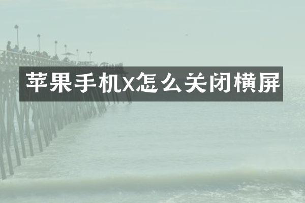 苹果手机x怎么关闭横屏