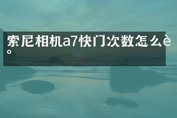 索尼相机a7快门次数怎么调