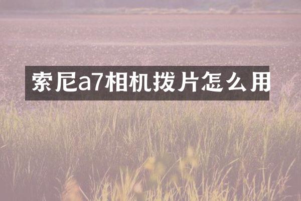 索尼a7相机拨片怎么用