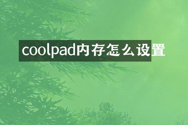 coolpad内存怎么设置