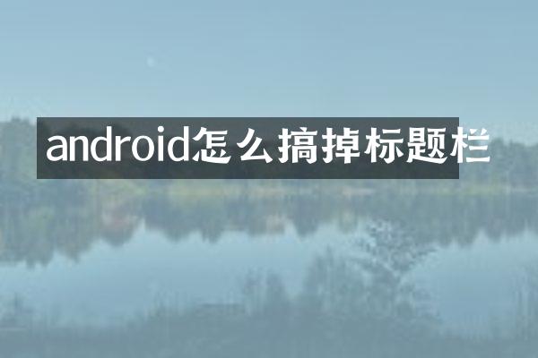 android怎么搞掉标题栏
