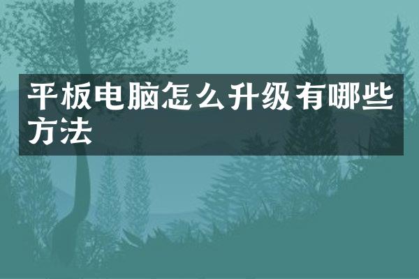平板电脑怎么升级有哪些方法