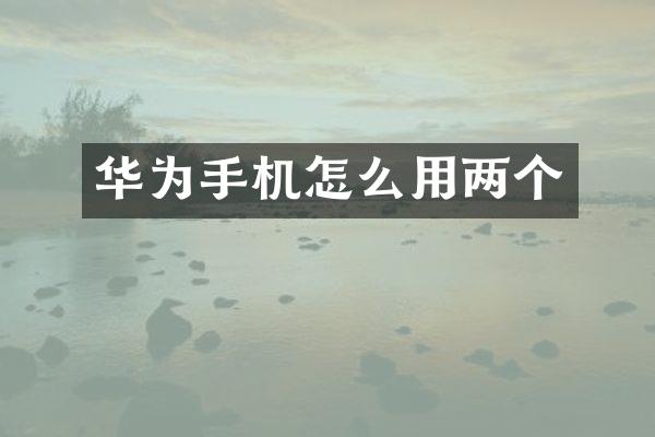 华为手机怎么用两个