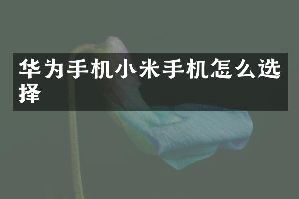 华为手机小米手机怎么选择