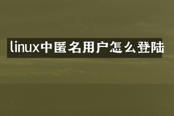linux中匿名用户怎么登陆