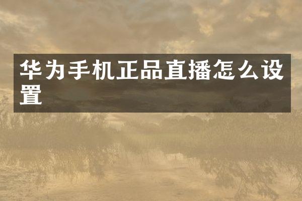 华为手机正品直播怎么设置