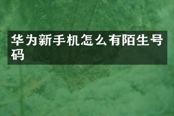 华为新手机怎么有陌生号码