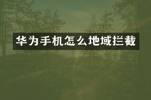 华为手机怎么地域拦截