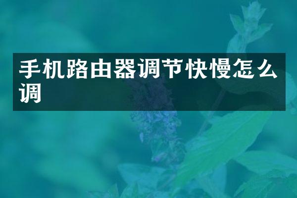 手机路由器调节快慢怎么调