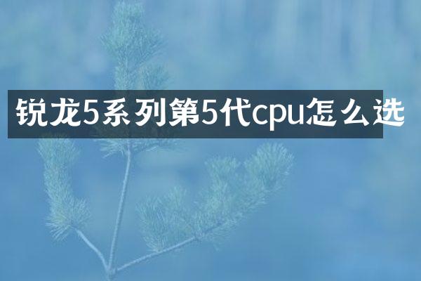锐龙5系列第5代cpu怎么选