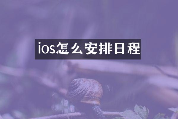 ios怎么安排日程