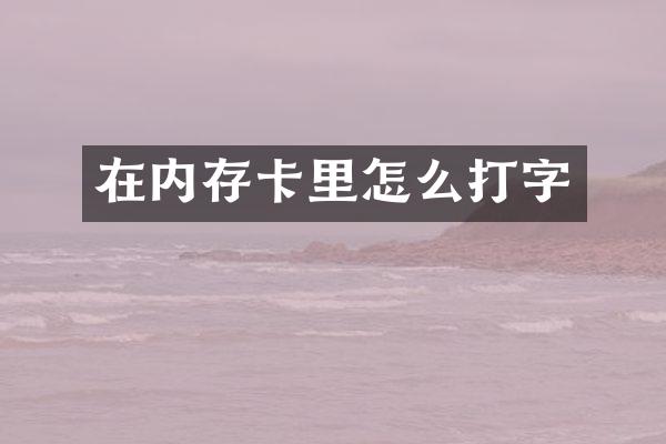 在内存卡里怎么打字