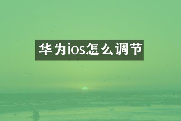 华为ios怎么调节