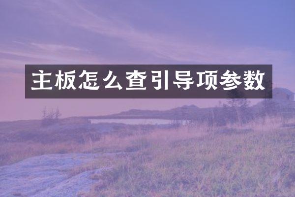 主板怎么查引导项参数