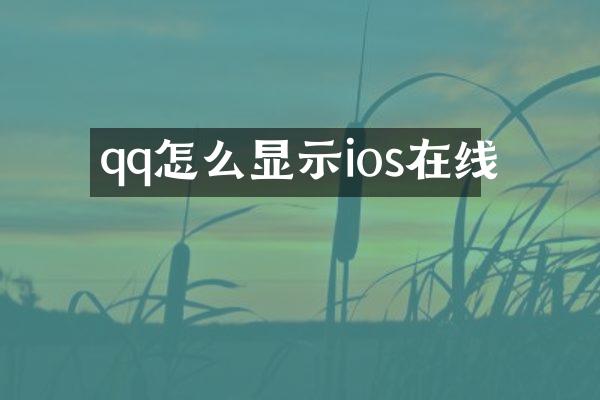 qq怎么显示ios在线