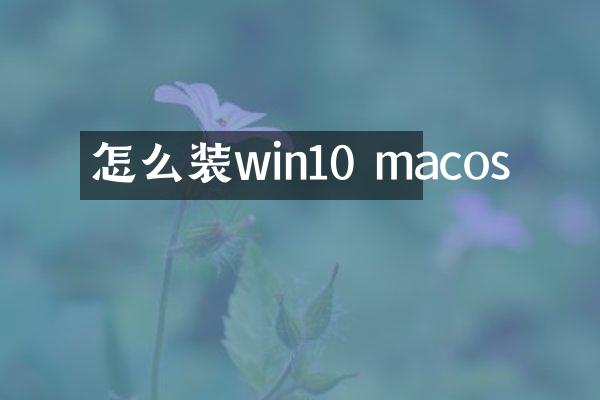 怎么装win10 macos