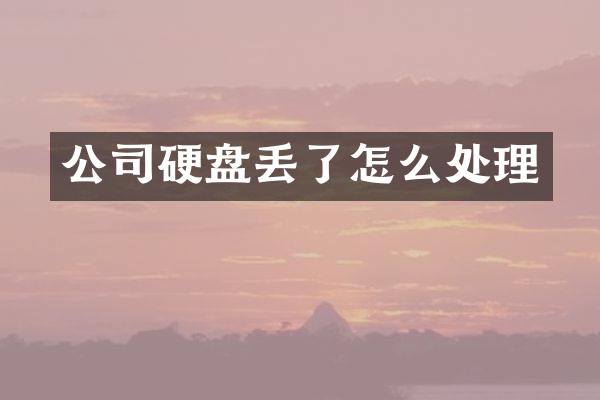 公司硬盘丢了怎么处理