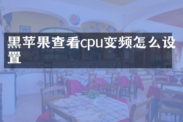 黑苹果查看cpu变频怎么设置