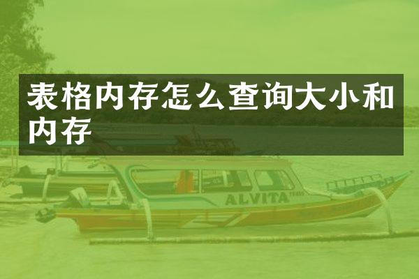 表格内存怎么查询大小和内存