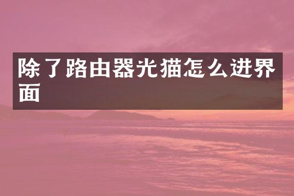 除了路由器光猫怎么进界面