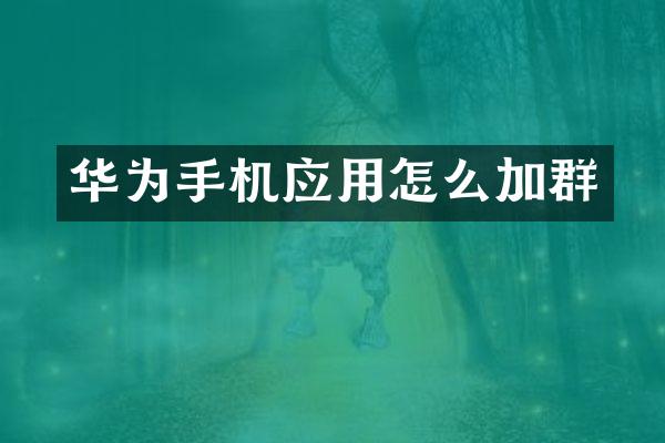 华为手机应用怎么加群