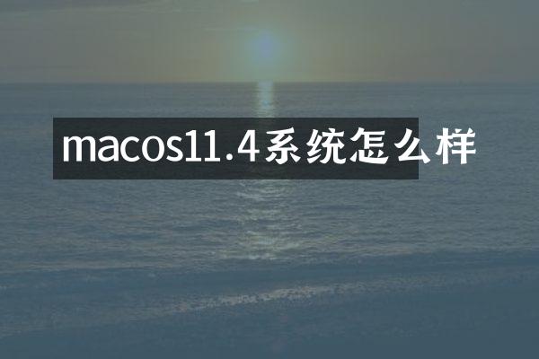 macos11.4系统怎么样