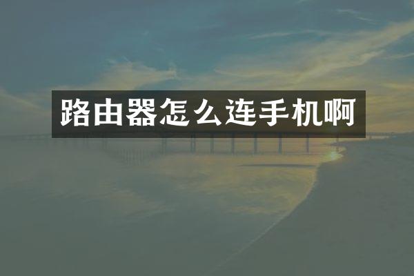 路由器怎么连手机啊