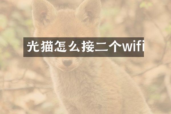 光猫怎么接二个wifi