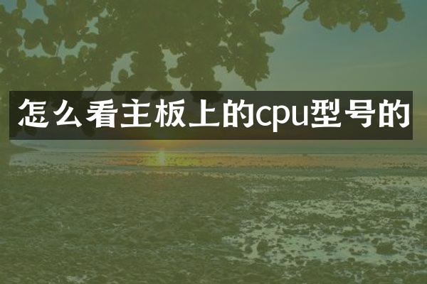 怎么看主板上的cpu型号的