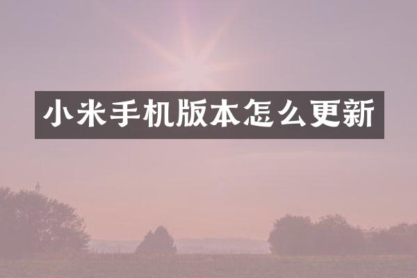 小米手机版本怎么更新