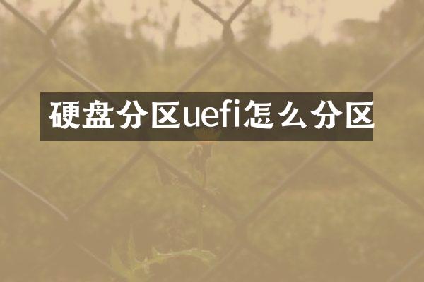 硬盘分区uefi怎么分区