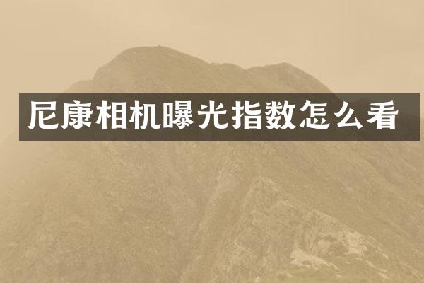 尼康相机曝光指数怎么看