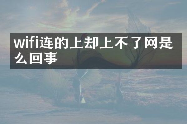 wifi连的上却上不了网是怎么回事