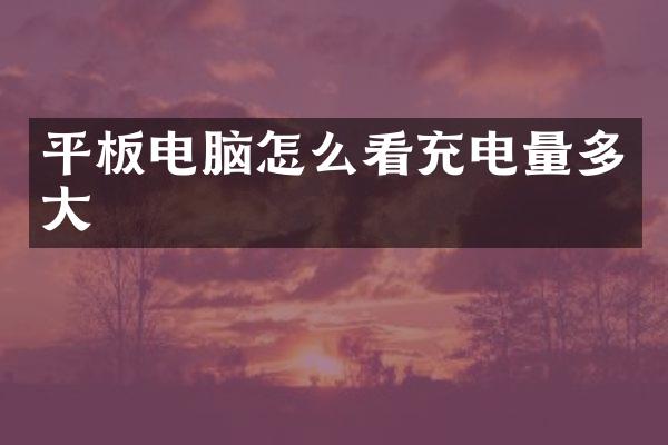 平板电脑怎么看充电量多大